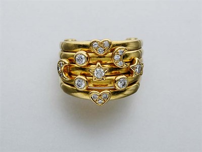 Lot 767 - Gold and Diamond Band Ring