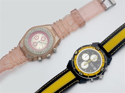 Lot 829 - Gentleman's Stainless Steel Chronograph Wristwatch and Simulated Diamond Wristwatch