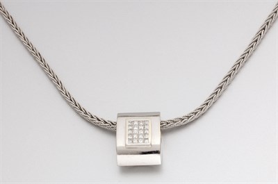 Lot 804 - White Gold and Diamond Slide Pendant Necklace