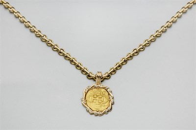Lot 836 - Gold and Diamond Medallion Pendant Necklace