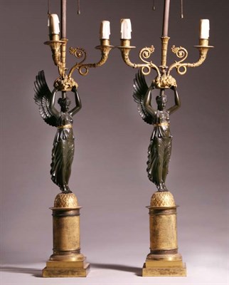 Lot 3311 - Pair of Empire Style Gilt and Patinated-Bronze...