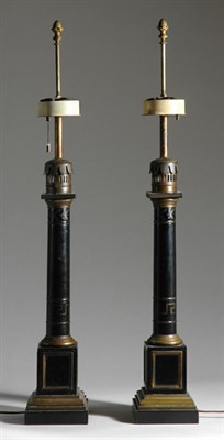 Lot 3323 - Pair of Neoclassical Style Tole Columnar Three-...