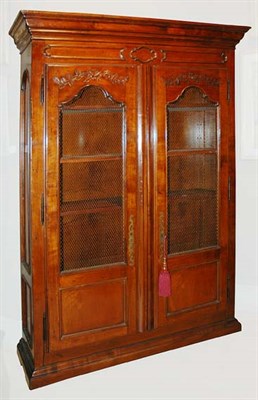 Lot 3498 - Provincial Style Walnut Wire Door Armoire...