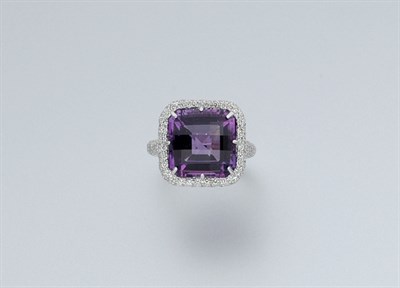 Lot 616 - Amethyst and Diamond Ring