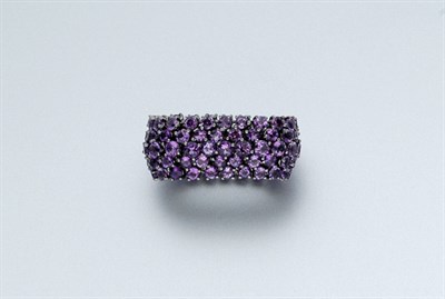 Lot 608 - Flexible Amethyst Band Ring