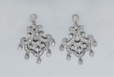 Lot 647 - Pair of Diamond Pendant-Earrings