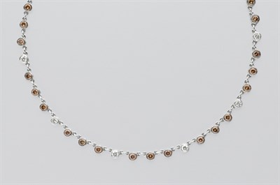 Lot 801 - Diamond and Brown Diamond Chain Necklace