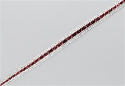 Lot 712 - Pink Tourmaline and Diamond Bracelet