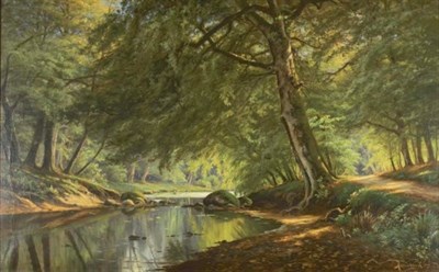 Lot 3071 - August Jacobsen Danish, 1868-1965 Woodland...