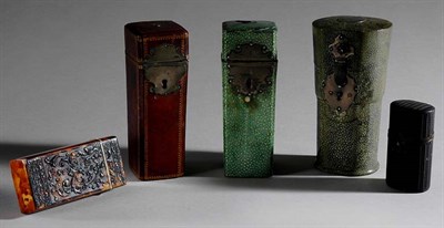 Lot 3417 - Group of Fifteen Shagreen and Tortoise Boxes;...