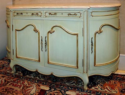 Lot 3482 - Louis XV Style Marble Top Painted Side Cabinet...