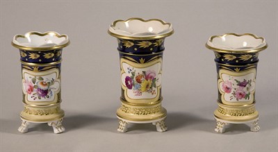 Lot 1414 - Garniture of Three English Porcelain Vases...