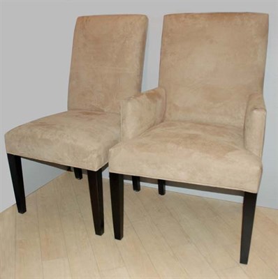 Lot 3513 - Set of Six Art Deco Style Suede Upholstered...