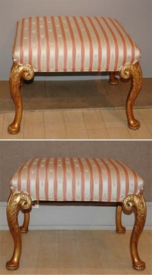 Lot 3187 - Pair of George III Style Upholstered Gilt-Wood...