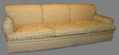 Lot 3163 - Upholstered Three-Seat Sofa with Fringe...