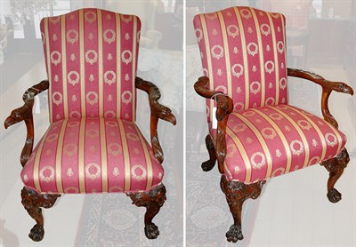 Lot 3168 - Pair of Georgian Style Carved Mahogany...