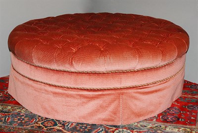 Lot 3497 - Upholstered Tufted Circular Poof Height 18...