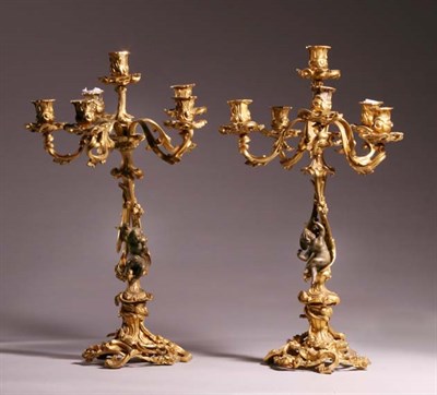 Lot 3330 - Pair of Louis XV Style Gilt-Bronze Figural Six-...