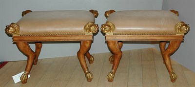 Lot 3470 - Pair of Empire Style Leather Upholstered...