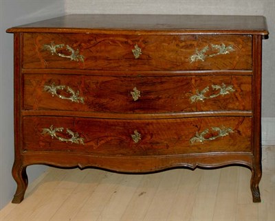 Lot 1404 - Provincial Louis XV Inlaid Walnut Commode The...