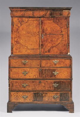 Lot 1293 - Queen Anne Walnut Cabinet on Chest In two...