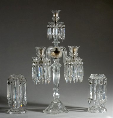 Lot 3346 - Baccarat Style Five-Light Crystal Candelabra;...