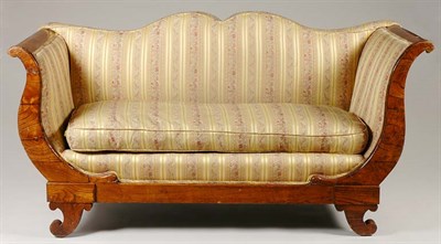 Lot 3635 - Biedermeier Walnut Settee The cupid's bow...