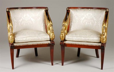 Lot 3302 - Pair of Empire Style Parcel Gilt Mahogany...