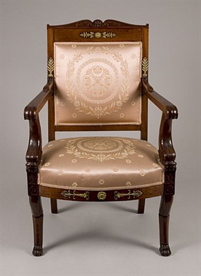 Lot 2125 - Empire Gilt-Bronze Mounted Mahogany Fauteuil...