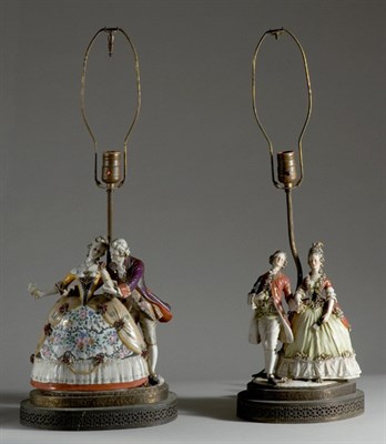 Lot 3327 - Two Dresden Style Porcelain Figure Groups Each...