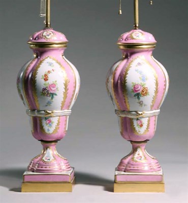 Lot 3335 - Pair of Sevres Style Gilt Decorated Porcelain...