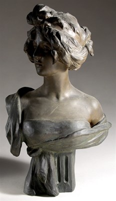 Lot 3341 - Black Patinated-Bronze Bust of a Woman After a...