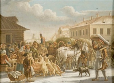 Lot 3012 - Russian School Circa 1900 A Russian Market in...