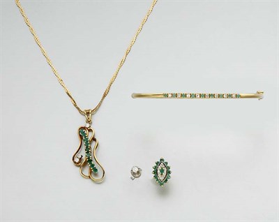 Lot 676 - Group of Emerald and Diamond Jewelry