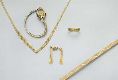 Lot 683 - Group of Gold Jewelry and Two Metal Wristwatches
