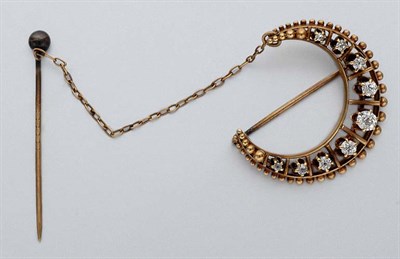 Lot 559 - Antique Gold and Diamond Crescent Pin
