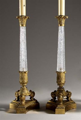 Lot 3091 - Pair of Empire Style Gilt-Metal and Glass...