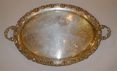 Lot 3256 - Silver Plated Two-Handled Tea Tray In the...
