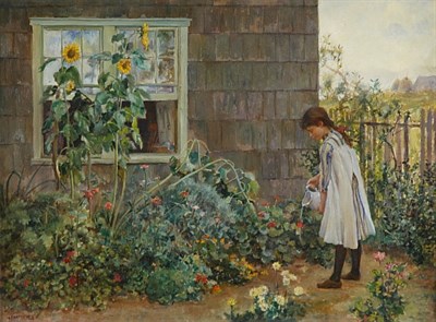 Lot 2419 - Will Hickok Low 1853-1932 Watering the Garden...