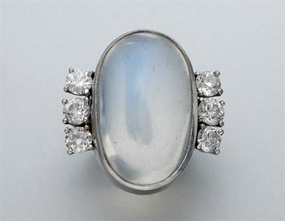 Lot 484 - Moonstone and Diamond Ring