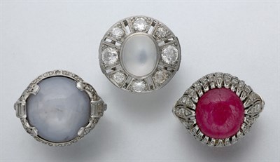 Lot 496 - Three Gem-Set and Diamond Rings