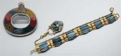 Lot 2 - Antique Scottish Agate Bracelet and Brooch