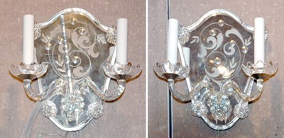 Lot 3312 - Pair of Etched Mirrored Back Two-Light Sconces...