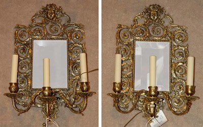 Lot 4364 - Pair of Regence Style Brass Mirrored Back...
