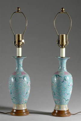 Lot 4356 - Pair of Chinese Enamel Decorated Porcelain...