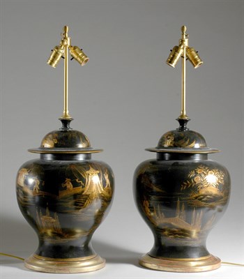 Lot 4542 - Pair of Chinoiserie Decorated Painted Ginger...