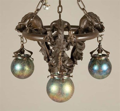 Lot 3478 - Art Nouveau Style Bronze and Art Glass...
