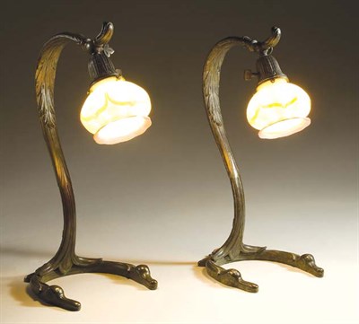 Lot 3515 - Pair of Caldwell Style Bronze and Quezal Art...