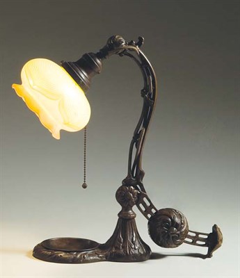 Lot 3483 - Caldwell Style Bronze and Quezal Art Glass...