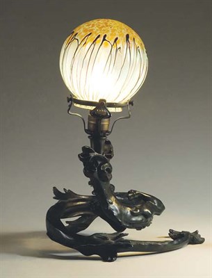 Lot 3482 - Art Nouveau Style Green Patinated-Metal and...